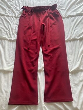 Soho Apparel Burgundy Drawstring Wide-Leg Joggers